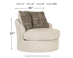Soletren Fabric Swivel Accent Chair Stone