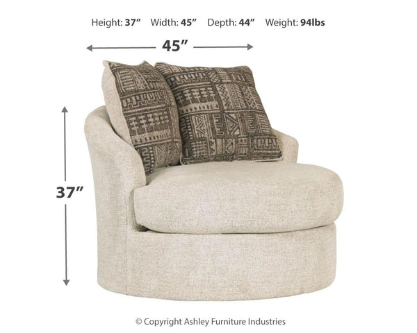 Soletren Fabric Swivel Accent Chair Stone