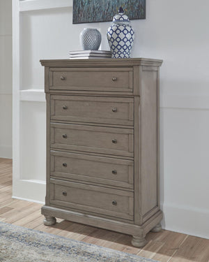 Lettner 5-Drawer Chest Light Gray