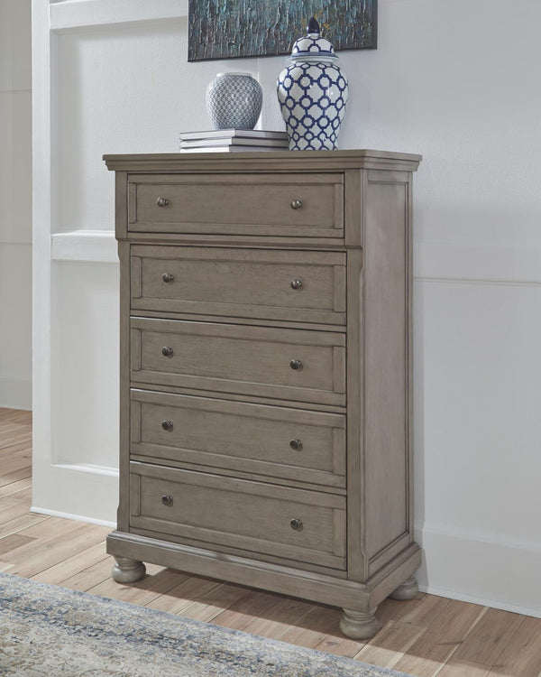 Lettner 5-Drawer Chest Light Gray