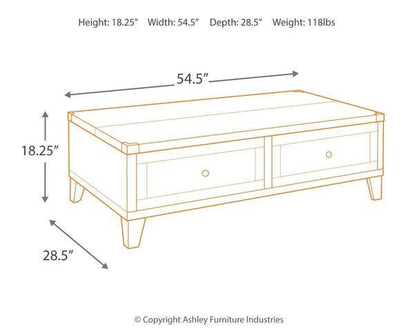 Todoe Urban Foundry 2-Drawer Coffee Table with Lift Top Dark Gray