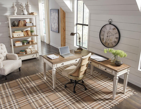 Realyn Pastoral Charm 2-Piece 3-Drawer Home Office Desk White/Brown
