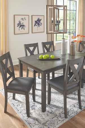 Caitbrook Rectangle Dining Table & 6 Chairs Gray