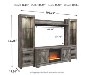 Wynnlow Urban Foundry 4-Piece Entertainment Center with Electric Fireplace Gray