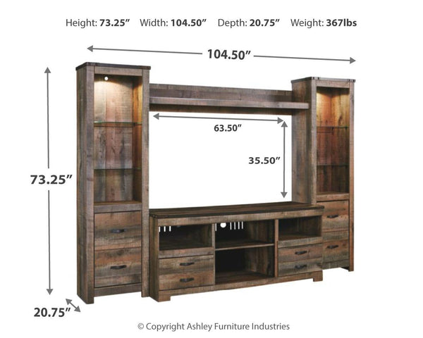 Trinell Urban Foundry 4-Piece Entertainment Center Brown