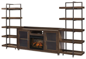 Starmore 3-Piece Entertainment Center Wall Unit with Electric Fireplace Brown/Gunmetal