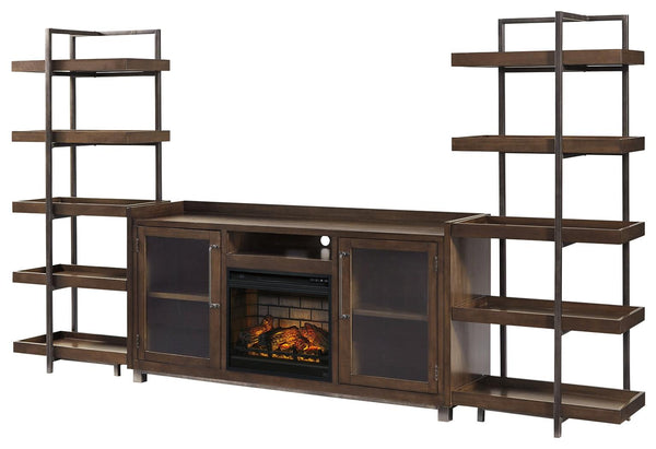 Starmore 3-Piece Entertainment Center Wall Unit with Electric Fireplace Brown/Gunmetal