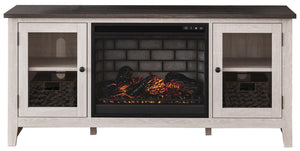 Dorrinson 60-Inch TV Stand with Electric Fireplace Two-tone