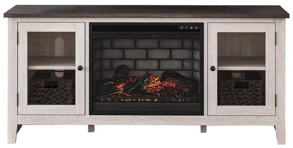 Dorrinson 60-Inch TV Stand with Electric Fireplace Two-tone