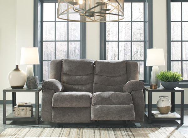 Tulen Fabric Reclining Manual Loveseat Gray
