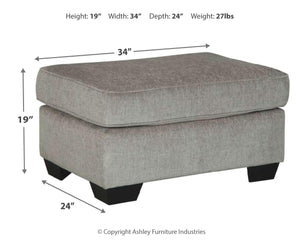 Altari Rectangle Fabric Ottoman Alloy