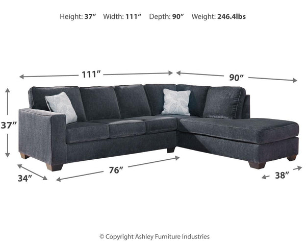 Altari 2-Piece Fabric Stationary Sectional with Chaise Slate