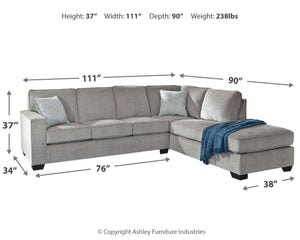 Altari 2-Piece Fabric Stationary Sectional with Chaise Alloy
