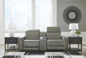 Correze 3-Piece Power Reclining Leather Sectional Loveseat with USB Gray