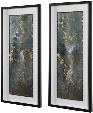 Uttermost Glimmering Agate 2-Piece Black Abstract Prints Wall Art