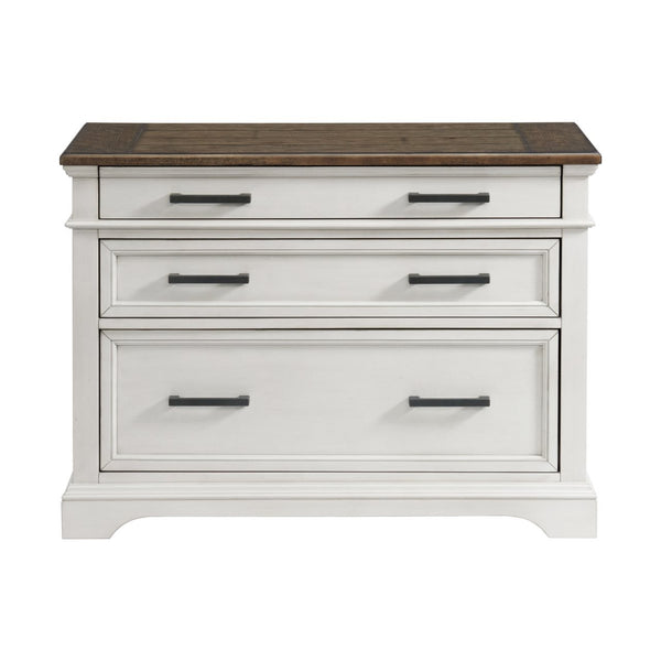 Intercon Drake Rustic White & French Oak Farmhouse 42 Inch Lateral Office File Cabinet
