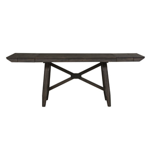Liberty Furniture 7-Piece Dark Chestnut Gathering Dining Table Set with Upholstered Counter Chairs Double Bridge