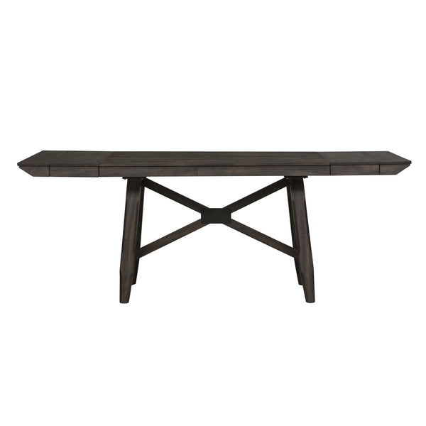Liberty Furniture 7-Piece Dark Chestnut Gathering Dining Table Set with Upholstered Counter Chairs Double Bridge