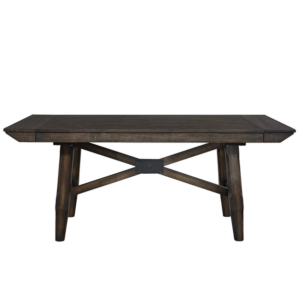 Liberty Furniture 7-Piece Dark Chestnut Trestle Dining Table Set with Upholstered Side Chairs Double Bridge