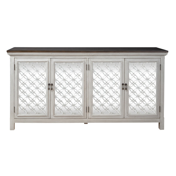 Liberty Furniture Westridge Antique White/Wire Brushed Gray 4-Door Accent Cabinet