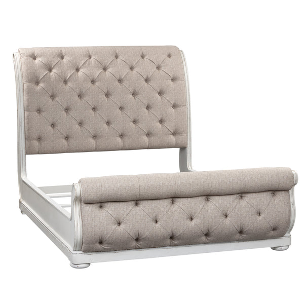 Liberty Furniture Magnolia Manor Antique White California King Upholstered Sleigh Bed