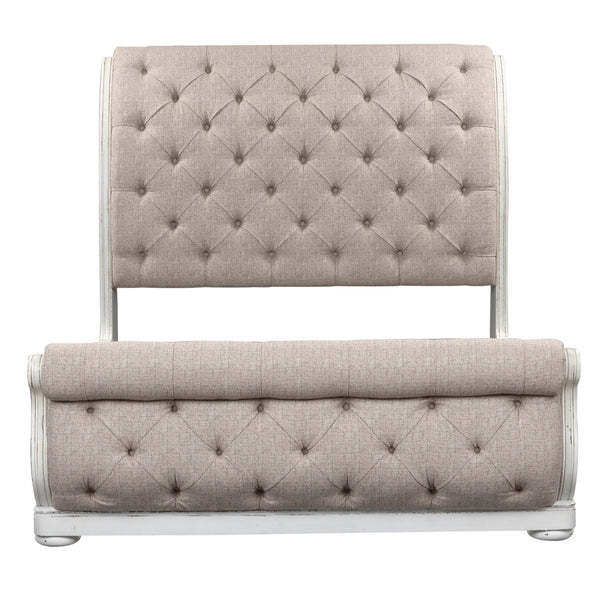 Liberty Furniture Complete California King Set Upholstered Sleigh Bed, Dresser, Mirror & Chest Magnolia Manor