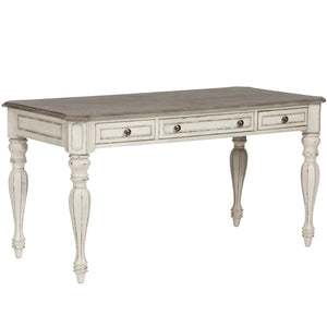 Liberty Furniture Magnolia Manor 3-Piece Antique White/Weathered Bark Desk & Hutch Set