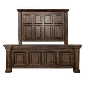 Liberty Furniture California King Distressed Brownstone Panel Bed Set Big Valley