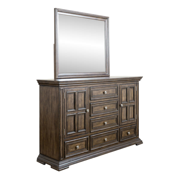 Liberty Furniture Complete King Bedroom Set Panel Bed, Dresser, Mirror & Chest Big Valley