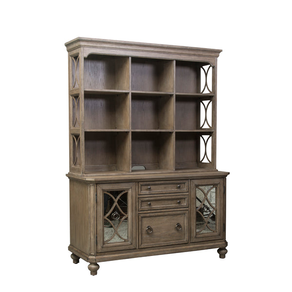 Liberty Furniture Simply Elegant 3-Piece Heathered Taupe Desk & Hutch Set