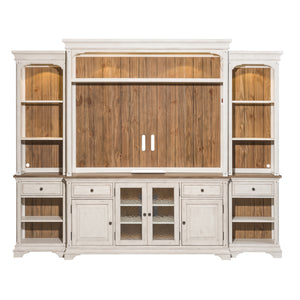 Liberty Furniture Morgan Creek Antique White Entertainment Center with Piers