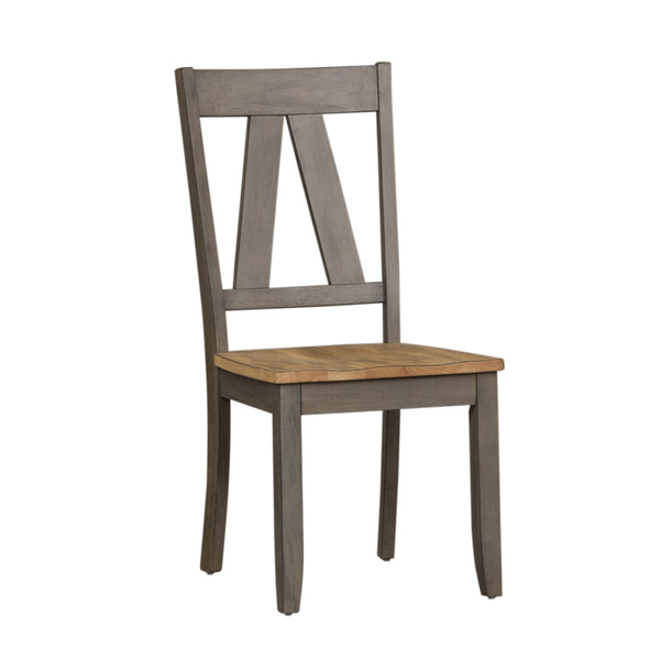 Liberty Furniture 5-Piece Gray & Sandstone Trestle Dining Table Set Lindsey Farm