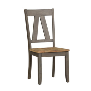 Liberty Furniture 7-Piece Gray & Sandstone Trestle Dining Table Set Lindsey Farm