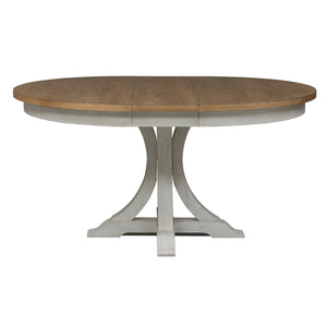 Liberty Furniture 5-Piece Antique White Finish Chestnut Pedestal Dining Table Set Farmhouse Reimagined