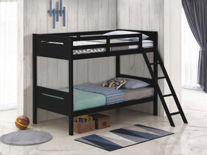 Coaster Littleton Wood Twin Over Twin Bunk Bed Black