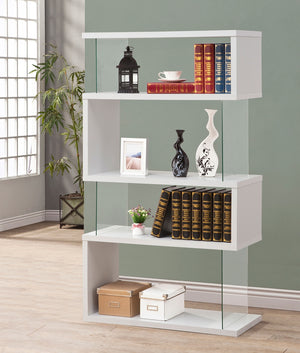 Coaster Emelle 63 Inch 4-Shelf Glass Panel Bookshelf White