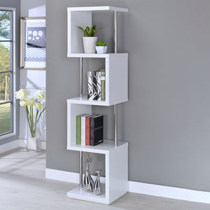 Coaster Baxter 67 Inch 4-Shelf Bookshelf White & Chrome