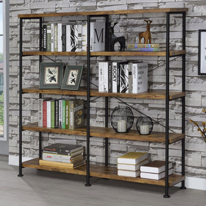 Coaster Analiese 63 Inch 4-Shelf Double Bookshelf Rustic Nutmeg
