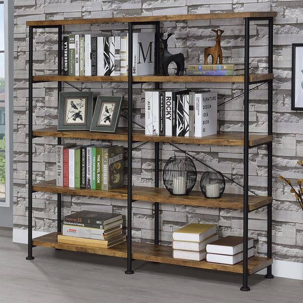 Coaster Analiese 63 Inch 4-Shelf Double Bookshelf Rustic Nutmeg