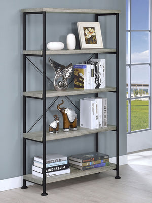 Coaster Analiese 63 Inch 4-Shelf Bookshelf Grey Driftwood