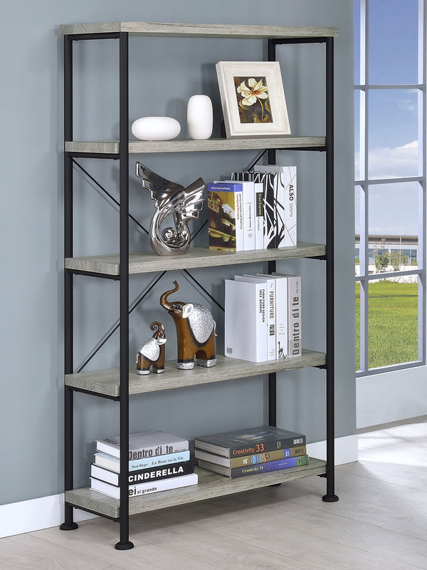 Coaster Analiese 63 Inch 4-Shelf Bookshelf Grey Driftwood
