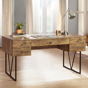 Coaster Analiese 63 Inch 4-Drawer Writing Desk Rustic Nutmeg