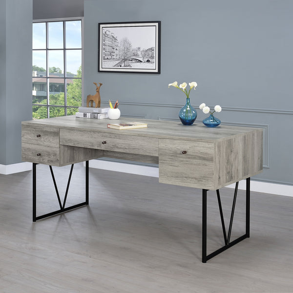 Coaster Analiese 63 Inch 4-Drawer Writing Desk Grey Driftwood