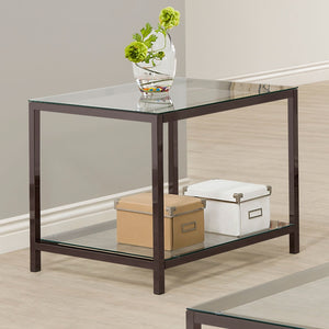 Coaster Trini 1-Shelf Glass Top Side End Table Black Nickel