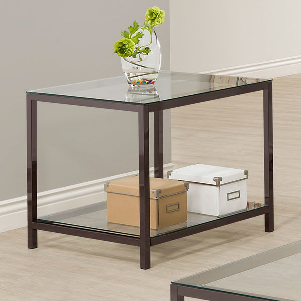 Coaster Trini 1-Shelf Glass Top Side End Table Black Nickel