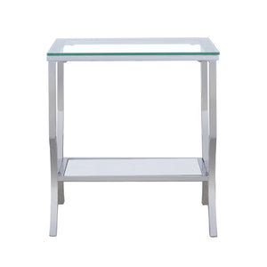 Coaster Saide Square Glass Top Side End Table Chrome