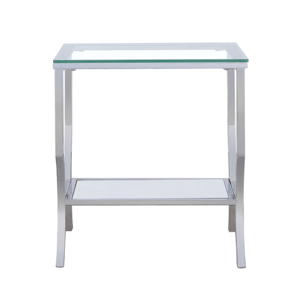 Coaster Saide Square Glass Top Side End Table Chrome