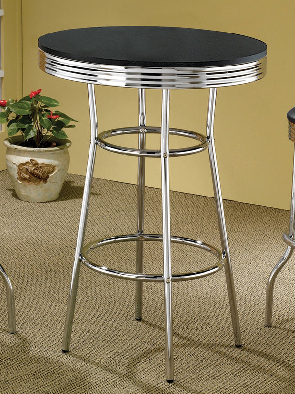 Coaster Retro Round 30 Inch 1950s Bistro Pub Height Bar Table Black
