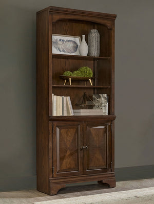 Coaster Hartshill 78 Inch 3-Shelf Cabinet Bookcase Burnished Oak