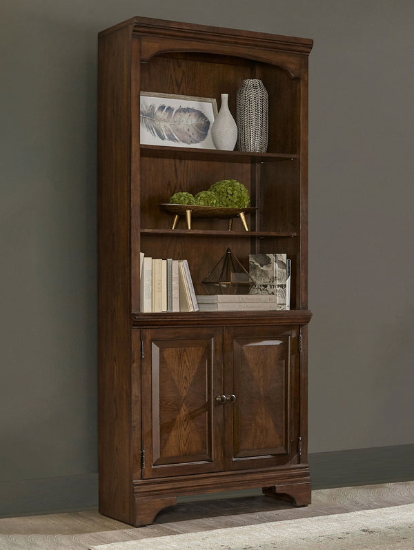 Coaster Hartshill 78 Inch 3-Shelf Cabinet Bookcase Burnished Oak